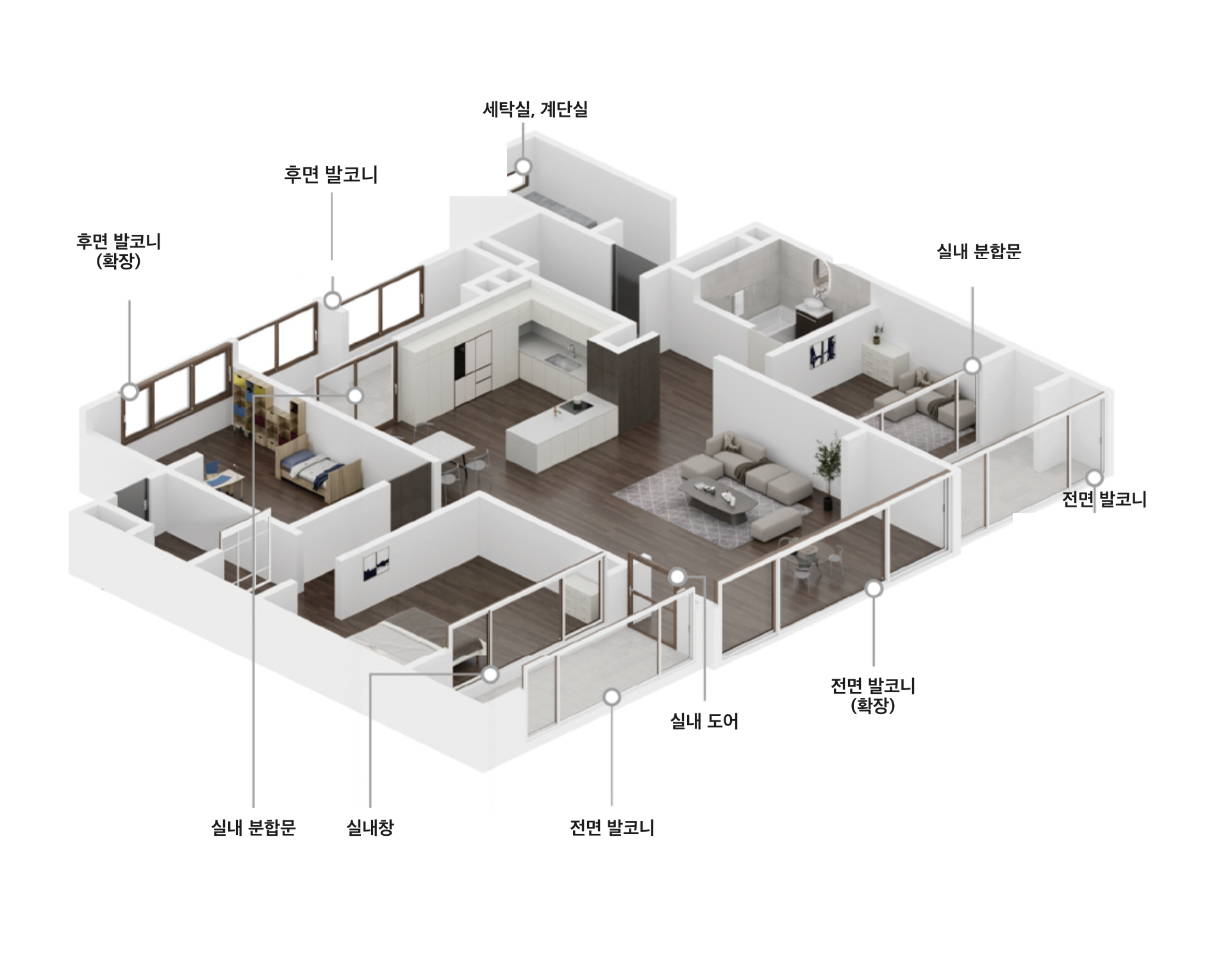 아파트 공간별 제작창 적용 위치 안내도